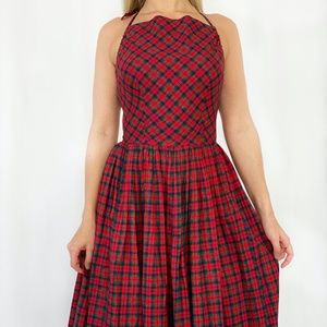 1960s Plaid Halter Dress